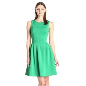 Calvin Klein Green Pleated Scuba Dress